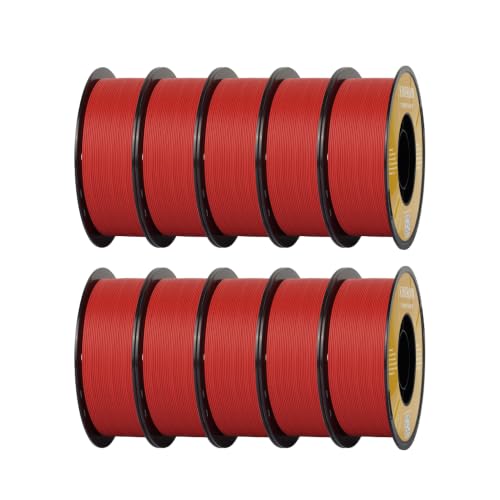Kingroon Matte PLA Filament 1.75mm 3D Printer Filament Matte Filament 1kg Dimensional Accuracy +/- 0.02 mm (10 Roll Matte Red) - color: 10 Roll Matte Red