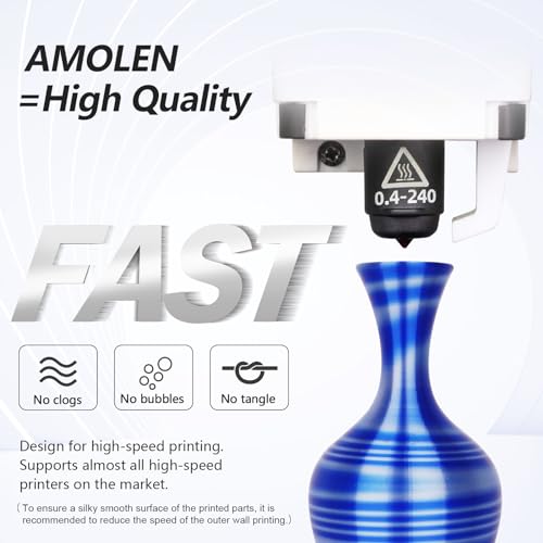AMOLEN Silk Multicolor PLA Bundle, Fast Color Change, 200g X 4 Spools - color: Black Red/Blue Silver/Green Blue/Blue Purple