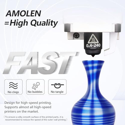 AMOLEN Silk Multicolor PLA Bundle, Fast Color Change, 200g X 4 Spools - color: Black Red/Blue Silver/Green Blue/Blue Purple