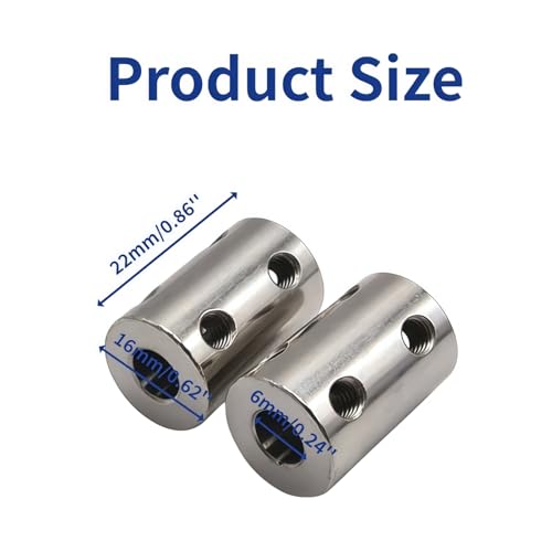 6mm to 6mm Stainless Steel Shaft Coupler, 2Pcs - size: 6-6mm