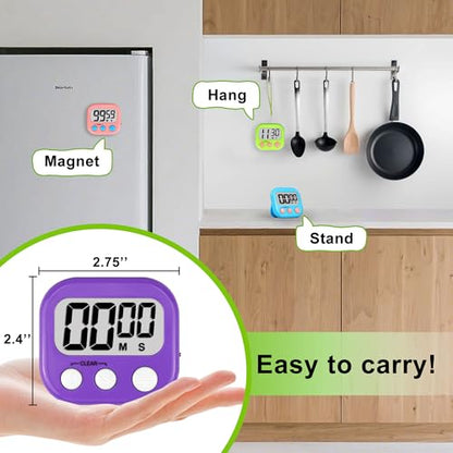 Digital Timer for Kids Teacher Supplies Classroom Timer for Study Learning Management Kitchen Work Exercise-4Pack Pink Blue Green Purple - color: Pink Blue Green Purple