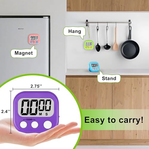 Digital Timer for Kids Teacher Supplies Classroom Timer for Study Learning Management Kitchen Work Exercise-4Pack Blue Green Yellow Purple - color: Blue Green Yellow Purple