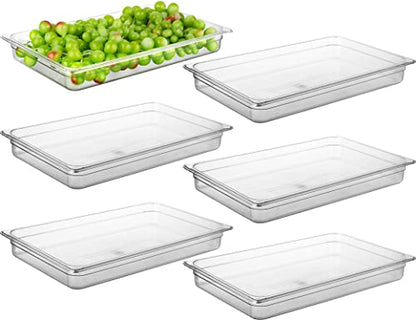 CURTA 6-Pack Full Size 2.5" Deep NSF Polycarbonate Food Pans | Dishwasher & Freezer Safe Clear Container for Prep Tables, Buffet, Salad Bar, Commercial & Home Kitchen - color: Full Size, size: 2-1/2" Deep