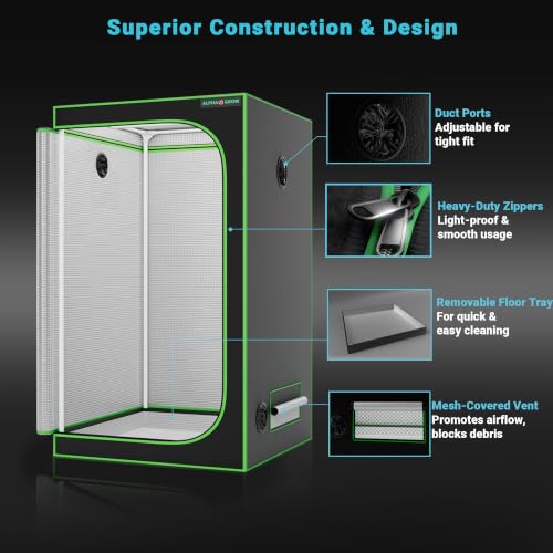 4x4 Grow Tent Kit with LED Grow Light, 48"x48"x80" 1680D Mylar Indoor Grow Tent Starter System with AG1000 100W Full Spectrum Dimmable Plant Light for Hydroponics, Herbs, Vegetables, Seedlings - size: 48" x 48" x 80"