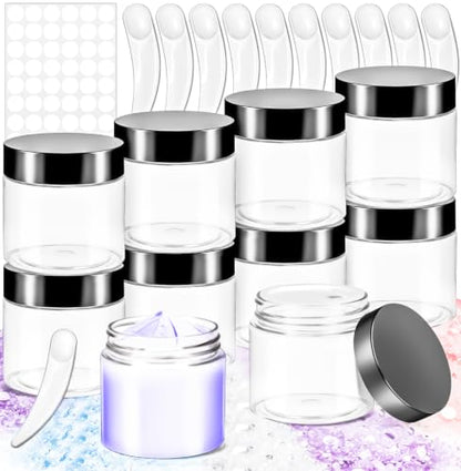 10 Pack 2oz Plastic Jars Round Clear Containers with Lids, 60ml Empty Small Cosmetic Jars Makeup Containers, 2ounce Slime Jar Travel Cosmetic Container for Cream Lotion Sample Ointment,Black - color: Black, size: 2oz-10pack