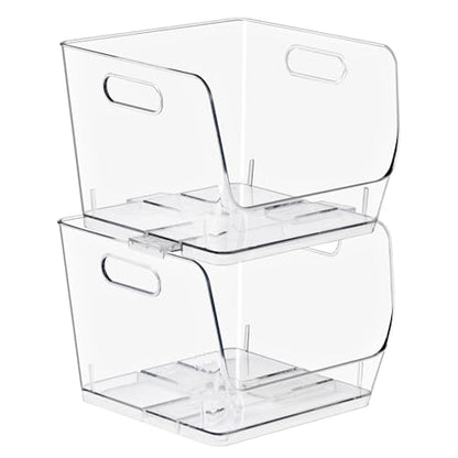 Sorbus Clear Pantry Organizer with Stackable Storage Bins, Open Front - size: Medium Square, style: 2 Pack