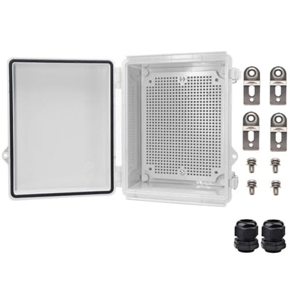 Outdoor Waterproof Electrical Box Junction Box Weatherproof IP67 ABS Plastic Enclosure Switch Router Project Box Electronics Enclosure with Mounting Plate Wall Bracket Grey 8.7"x6.7"x4.3" - color: Grey, size: 8.7" x 6.7" x 4.3"