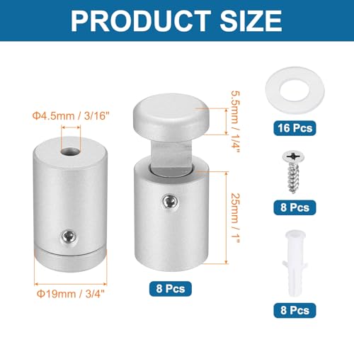 MECCANIXITY 8pcs Side Clamp Standoffs, 3/4" x 1" Silver Aluminum - color: Silver, size: 3/4" x 1"