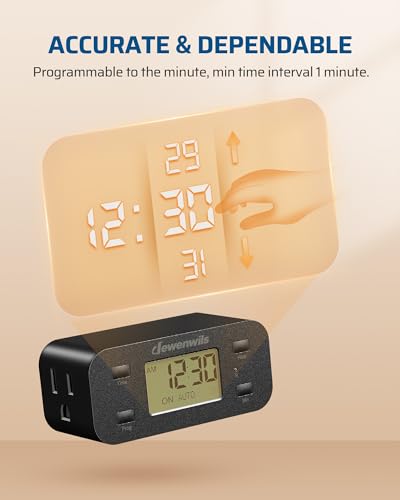 DEWENWILS Indoor 24 Hour Programmable Digital Timer Outlet, 1 Outlet,1 Pack - style: Black-1PK