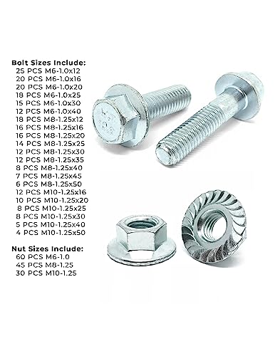 Metric Class 10.9 JIS Hex Cap Flange Frame Bolts & Serrated Flange Nuts Assortment Kit - 402 Pieces!