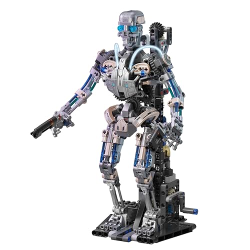 Mechanical Skeleton Robot Building Set with Light for Adults, Compatible with Lego Robot, 692PCS Skull Alien Model Toys for Home/Office Decor, Movable Joint Design Skeleton Kits Gifts for Boys 8-14