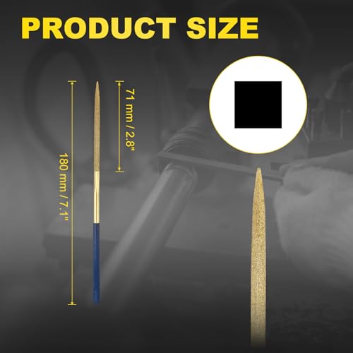 HARFINGTON 2Pcs Diamond File 5x180mm 120Grit Diamond Needle Gold Files - color: Gold, size: 5 x 180mm 120 Grit