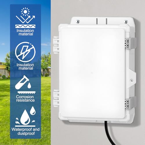 Outdoor Waterproof Electrical Junction Box Weatherproof IP65 ABS Plastic Enclosure with Preset Holes Switch Router Project Box with Mounting Panel Hinged Cover (8.7"x5.3"x3") - size: 8.7"x5.3"x3"
