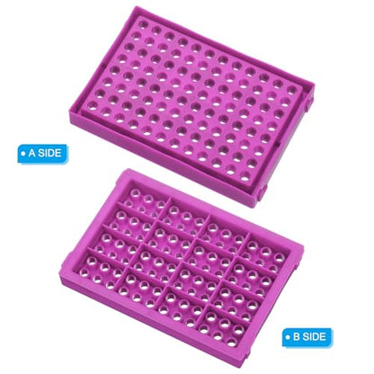 PATIKIL 96 Wells PCR Tube Rack for 0.2ml Test Strips Tubes, 5pcs Waterproof Tubes Filling Tray Centrifuge Tube Holder, Purple - color: Purple