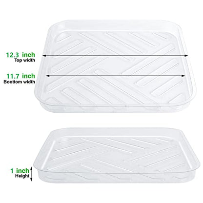 Idyllize 5 Pack 12 Inch of Plastic Plant Saucer, Square Clear Drip Trays for Indoors & Outdoor Plants, Durable Thick Saucer for Flower Pot (12") - size: 12"
