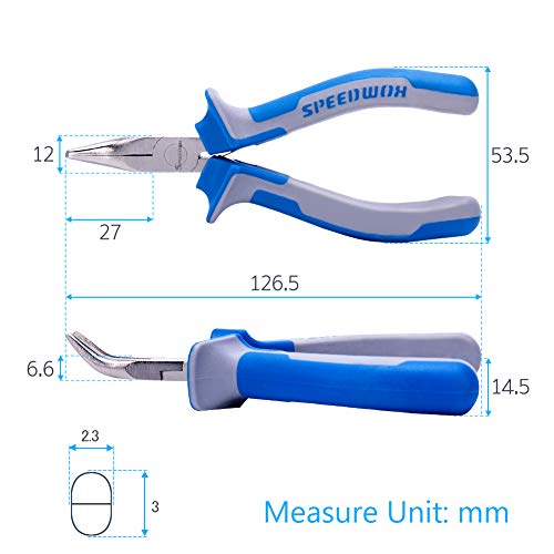 SPEEDWOX 5 Inches Bent Long Nose Pliers Mini Curved Needle Nose Pliers for jewelry Making 45 Degrees Bent Chain Nose Fine Pliers Functional Micro Professional Tool with Spring Chrome Vanadium Steel - style: 5" Bent Nose Plier