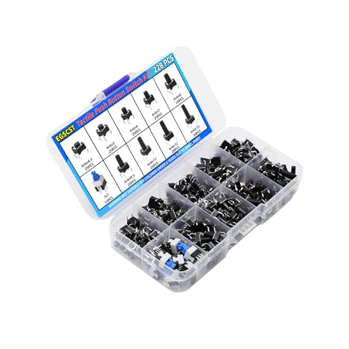 228PCS 10 Values 6x6mm & 7x7mm Tactile Push Button Switch Assortment Kit 4 Pins Micro Momentary Tact Pushbutton Switches Set - style: 228 PCS 10 Values