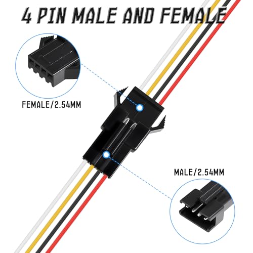 5 Set 4 Pins Male Female Flat Ribbon Cables, 40cm / 16" - size: 4Pin