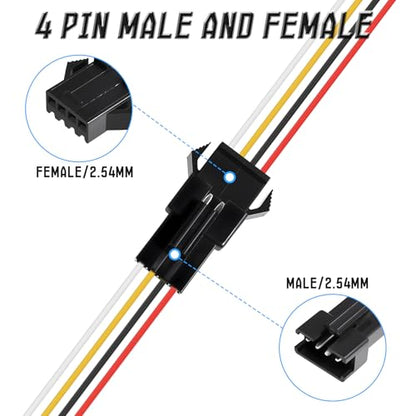 5 Set 4 Pins Male Female Flat Ribbon Cables, 40cm / 16" - size: 4Pin