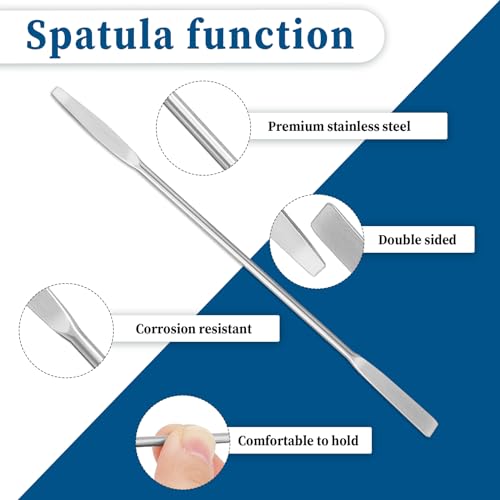 2PCS Stainless Steel Lab Laboratory Mini Double-Ended Spatula Micro Square/Round End Spatula, 6.2"