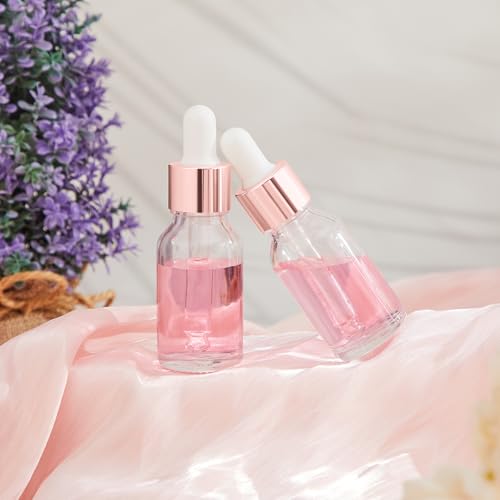Didaey 100 Pcs Mini Glass Oil Dropper Bottle, 15 ml, Rose Gold - color: Rose Gold, size: 15 ml