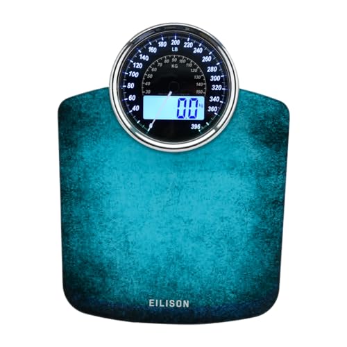 EILISON 2-in-1 Digital & Analog Bathroom Scale, 400 lbs, Large Display - color: Blue