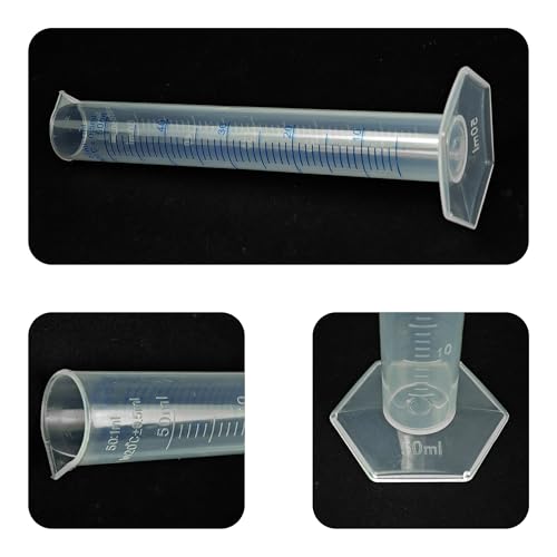 3PCS 50ml Measuring Cylinder, Plastic Transparent Graduated Cylinder, Science Test Tube Flask, 2-Sided Bule Measuring Lines Graduated Cylinder Beaker - size: 50ml