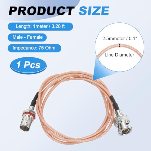 MECCANIXITY 3.28FT 3G-SDI Cable BNC Male to Female 75 Ohm Orange - size: 3.28 FT