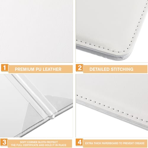 Tenare 10 Pcs White PU Leather Certificate Cover Diploma Folder Holder - color: White
