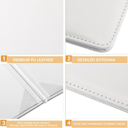 Tenare 10 Pcs White PU Leather Certificate Cover Diploma Folder Holder - color: White