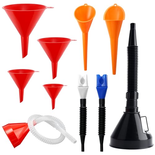 10Pcs Funnels for Automotive Use, Wide Mouth Plastic Oil Funnel Set