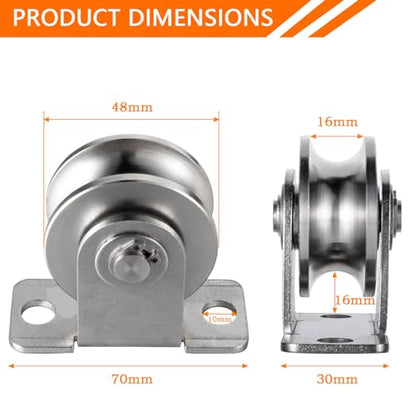 48mm Cable Pulley Wheel Wall Mount, Bearings Inside, Stainless Steel Rope Pulley for Pulley System, Sliding Gate 1Pcs - style: Pulley