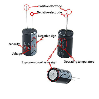 Electrolytic Capacitors 2.2uF 22uF 220uF 2200uF 6.3V 10V 16V 25V 50V 63V 100V 250V 400V Used in Toys Home Appliances Smart Meters Lighting Audio18Value 300Pcs XUANSN Capacitor Kit