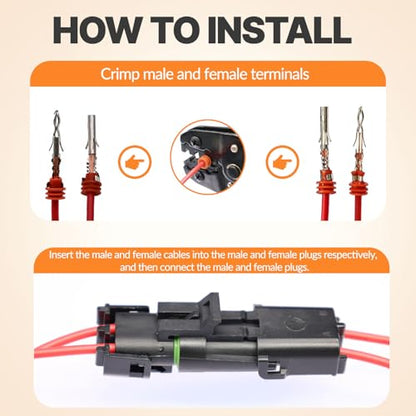 22 Kits 2Pin Waterproof Automotive Electrical Connectors Male&Female Automotive Replacement Electrical Accessories 22-14AWG with Ratchet Crimping Tool - size: 261PCS