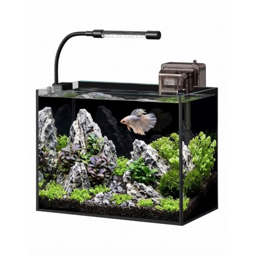 2.5 Gallon Nano Aquarium Starter Kit, Rimless Glass Fish Tank Kit - color: Black, size: 2.5 Gallon