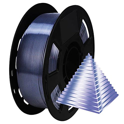 1.75mm Silk Pearlescent Shiny Black PLA Filament, 1kg 2.2lbs 3D Printing Material, Widely Support for FDM 3D Printer, Pack with Extra Filament Sample by BBLIFE - color: Black