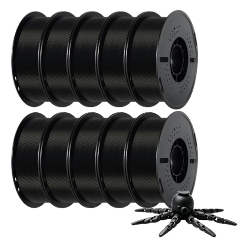 Kingroon PLA 3D Printer Filament,10 Rolls, Dimensional Accuracy +/- 0.02 mm, 10kg Spool(22lbs), 1.75 mm，Black - color: 10*1kg Black