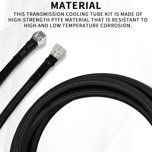 Mupera 6AN 70" Transmission Cooler Lines - Braided Transmission Lines Kit - color: Black, size: 70 Inch