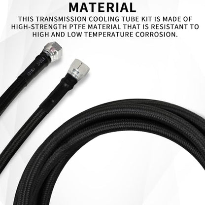 Mupera 6AN 70" Transmission Cooler Lines - Braided Transmission Lines Kit - color: Black, size: 70 Inch