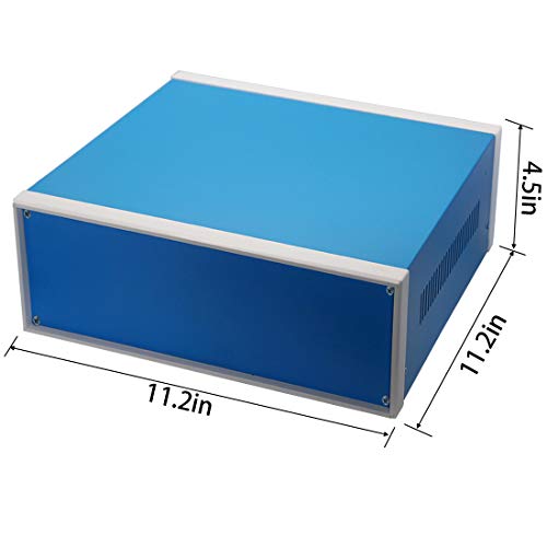 Zulkit Junction Box Blue Metal Project Box DIY Electric Enclosure Case Preventive Case Electrical Box 12.2 x 11.2 x 4.5 inch - size: 12.2" x 11.2" x 4.5"