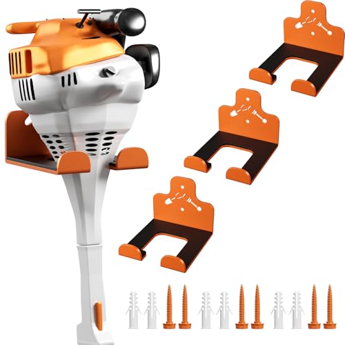 Garage Storage Trimmer Rack, Weed Whackers Holder Organizer, Orange, 3 Pack - color: Orange 3 Packs