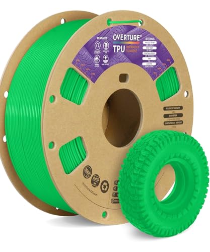 OVERTURE TPU 95A Flexible 3D Printer Filament 1.75mm, 1kg Neon Green - color: 1kg Neon Green, size: TPU