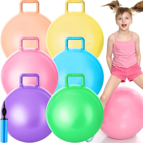Lewtemi 6 Pcs Hopper Ball with Handle, 20 Inch, Light Colors - color: Light Colors, size: 20 Inch