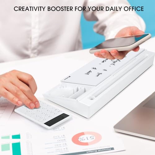 Varhomax Glass Desk Whiteboard with Calculator - color: Calculator-white
