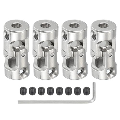 PATIKIL Rotatable Universal Steering Shaft 4mm to 6mm Inner Dia, 4 Pcs U Joint Shaft Coupling U Joints Coupler Connector Accessories with M4 Screws for Motor Model Robots - size: 4mm to 6mm