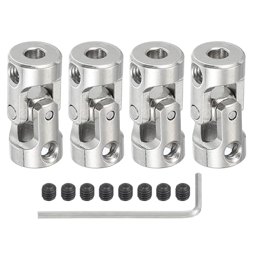 PATIKIL Rotatable Universal Steering Shaft 4mm to 6mm Inner Dia, 4 Pcs U Joint Shaft Coupling U Joints Coupler Connector Accessories with M4 Screws for Motor Model Robots - size: 4mm to 6mm