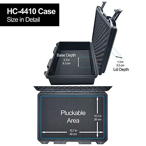 Lykus HC-4410 Waterproof Hard Case with Foam, Inner Size 15.75*10.24*3.94in - color: Black, size: HC-4410