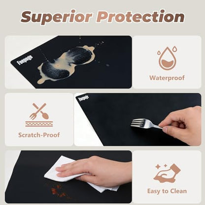 Heat-Resistant Silicone Table Protector Cover 49.2x19.7x0.06 Inch Thick - color: Black, size: 49.2" x 19.7"