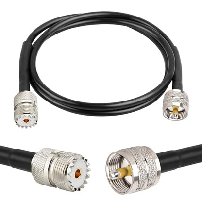 MOOKEERF PL-259 UHF CB Coax Cable 6FT, RG58 PL-259 UHF Male to Female Low Loss Antenna Extension Jumper for HAM Radio, Antenna Analyzer, Dummy Load, SWR Meter - size: 6FT