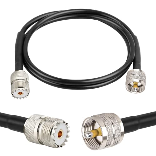 MOOKEERF PL-259 UHF CB Coax Cable 6FT, RG58 PL-259 UHF Male to Female Low Loss Antenna Extension Jumper for HAM Radio, Antenna Analyzer, Dummy Load, SWR Meter - size: 6FT